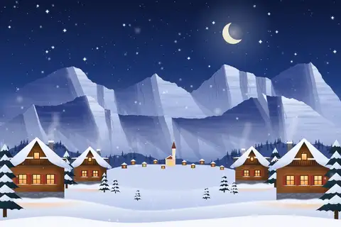 Alpendorf bei Nacht