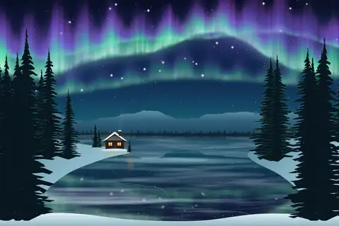 Polarlicht am See