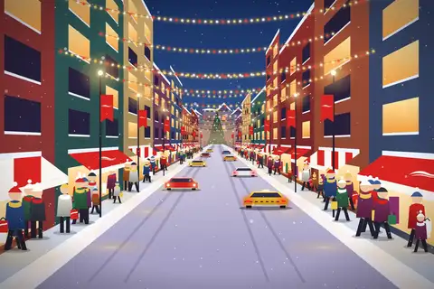 Weihnachtliche Großstadt