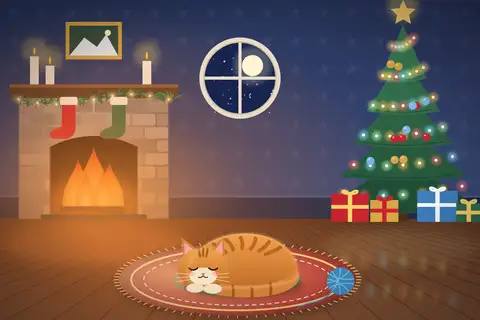 Katze am Kamin