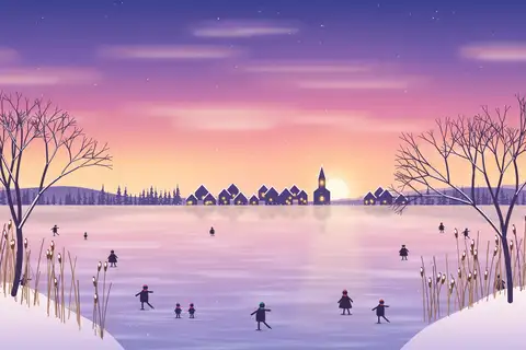 Eisläufer am See