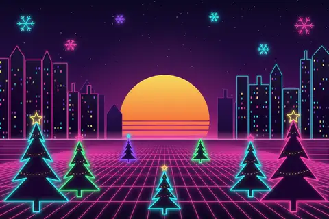 Neon Weihnachtsstadt