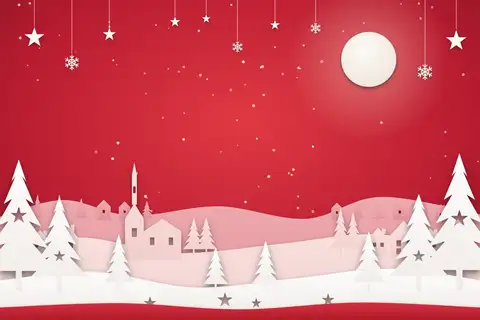 Scherenschnitt Winterdorf