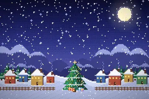 Pixeldorf im Schnee