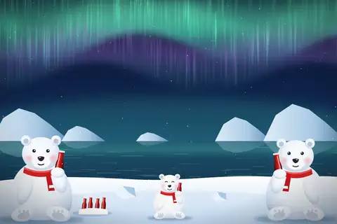 Eisbären im Polarlicht