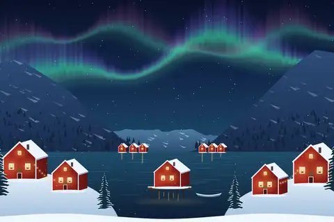 Skandinavisches Fjorddorf