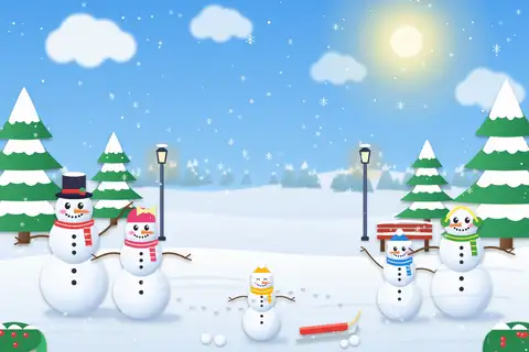 Schneemannfamilie im Park