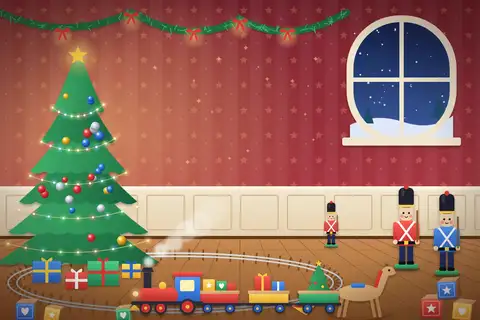 Spielzeugeisenbahn am Baum