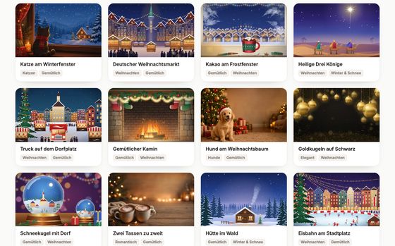 Auswahl an Vorlagen für digitale Adventskalender